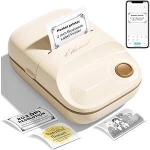 2 Inch Bluetooth Thermal Label Maker Machine - Inkless Portable Label Printer w/ App | 50x30mm Adhesive Labels for Jar, Price, Address & Mailing | Home, Kitchen, Office, School Organization (White)
