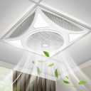 Drop Ceiling Fan with LED Lights, Flush Mount Ceiling Fans with 6 Wind Speeds and Timer, Low Profile Square Fan for Office Ventilation and Lighting