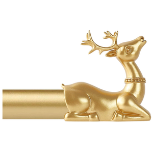 TANGWIN Gold Decorative Curtain Rods for Windows:18-45 Inch Adjustable Farmhouse Curtain Rod for Bedroom Living Room,Heavy Duty Rustic Drapery Rods with Vintage Deer Finials Easy Install,Brass Gold
