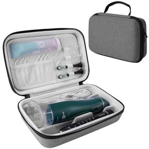 SMYV Water Flosser Travel Case, Portable Dental Oral Irrigator Travel Organizer with Handle, Hard Eva Storage Bag for Flosser, Electric Toothbrush, Toothpaset and Irrigator Accessories (Light Grey)