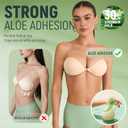 Ultra Invisible Sticky Bra Push Up, Strapless Adhesive Bra for Women's Exotic Bras, Reusable Silicone Sticky Boobs for Backless Dress (C Cup, Beige)