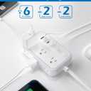 Flat Extension Cord 15 ft, NTONPOWER Surge Protector Power Strip with 6 Widely Outlets 4 USB Ports(2 USB C), Flat Plug, Wall Mounted, Side Outlet Extender for Indoor, Home Office, Dorm Room Essentials