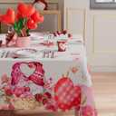 XCHI Love Hearts Roses Flowers Gnomes Valentine's Day Tablecloth Square Table Cloth Washable Table Covers for Indoor Dining Home Party Decorations 60x60 Inch