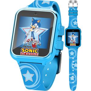 Accutime Kids SEGA Sonic The Hedgehog Blue Educational Touchscreen Smart Watch Toy for Boys, Girls, Toddlers - Selfie Cam, Learning Games, Alarm, Calculator, Pedometer (Model: SNC4133AZ)