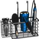 Hair Tool Organizer, Dryer Holder, 3 in 1 Blow Bathroom Organizer Wall Mounted/Cabinet Door for Flat Iron, Curling Straightener, Care & Styling Tools Storage Basket (Black)
