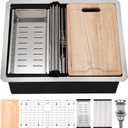 24 Inch Undermount Kitchen Sink, BoomHoze 24 x 19 Inch Sink Kitchen 16 Gauge Stainless Steel Workstation Undermount Single Bowl Outdoor