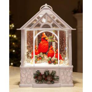 Large Christmas Cardinal Snow Globe Light up Lantern with 8 Songs, 9.84" White Christmas Snow Globes for Kids Adults, 6H Timer & Dual Power, Snowglobes Christmas Decorations Indoor Gifts Women Men