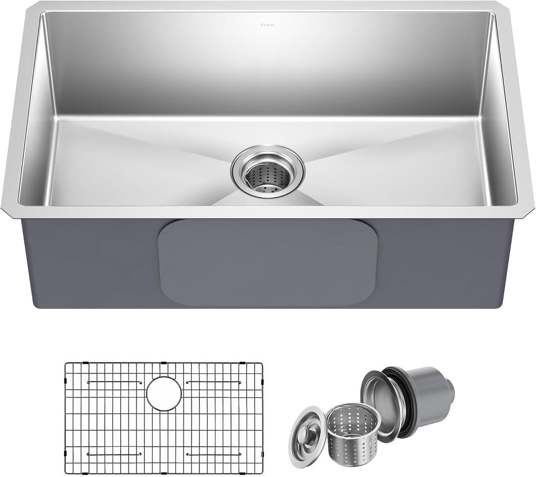 KRAUS Stainless Steel 30 in 16 Gauge Undermount Kitchen Sink KHU100-30