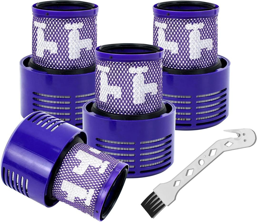 ATXKXE V10 Filter Replacement - Fit for Dyson V10 Cyclone Series, 4 Pack Filters and 1 Clean Brush