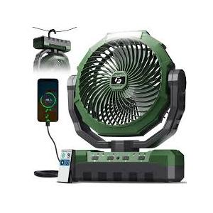 FRIZCOL 3-in-1 Camping Fan - Portable Fans Rechargeable - 24000mAh Battery Powered Fan with Light & Remote for Indoor, Outdoor, Tent, Travel, Fishing, Jobsite, Gifts for Men Dad Him - Green