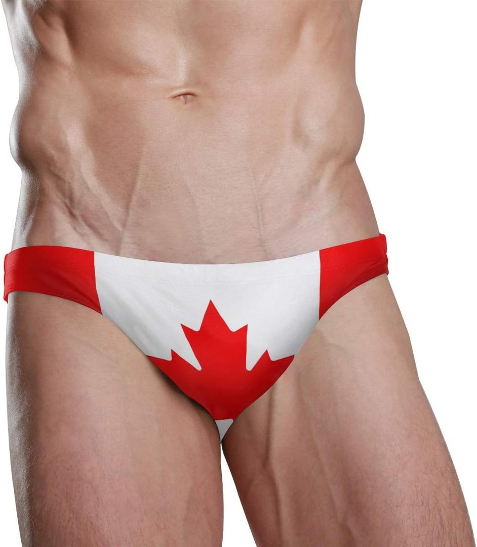 Sexy Swim Brief Bikini National Flag Beach Athletic Swimwear Briefs Sports  (Small, Canada Flag-multi)