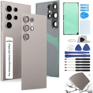 for Samsung Galaxy S24 Ultra Back Glass Replacement for Samsung S24 Ultra 5G G928 Rear Glass Replacement Battery Cover Housing Door Accessories Parts with Repair Tools (Titanium Gray)