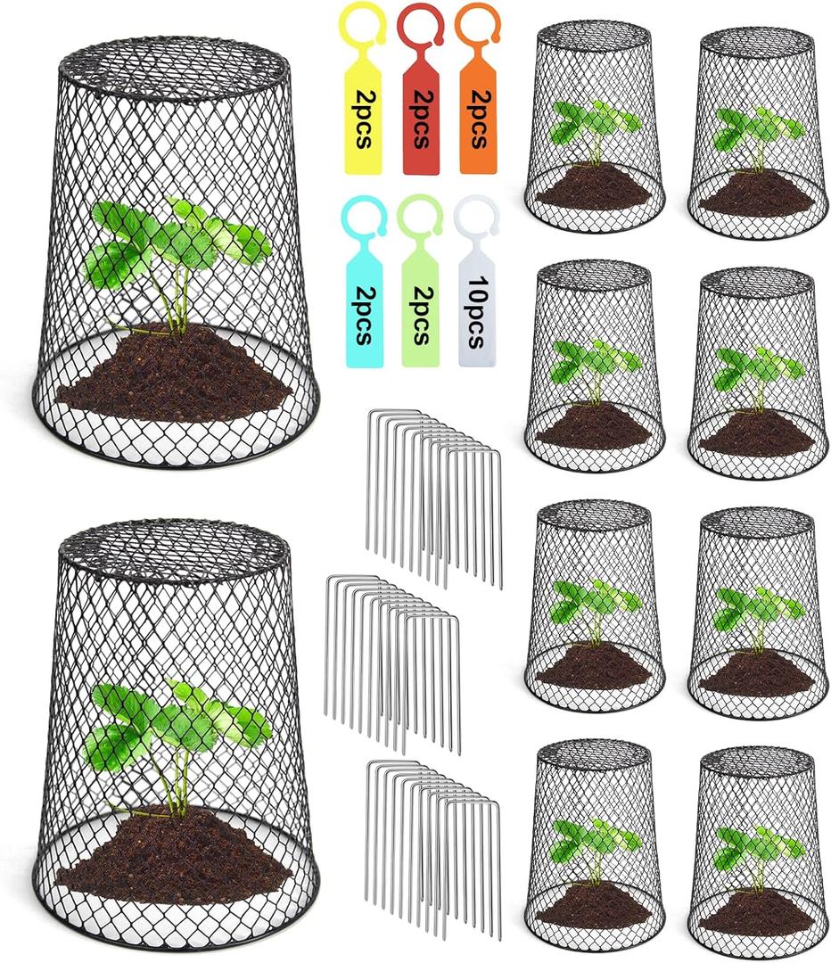 10 Pcs 6.8"7.4" (Multiple Sizes/Quantities) Seedling Plant Protectors from Animals, Chicken Wire Plant Cage Garden Cloche to Protect Plants Vegetables from Rabbits Squirrels Chicken