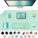 Bleswin Multifunctional Large Desk Mat, Double Sided Computer Desk pad, Extended Mouse Mat, Office Desk Protector with Waterproof PU Leather, 35.4''16.9'', Office Home Writing Pad (Lake Green+Blue)