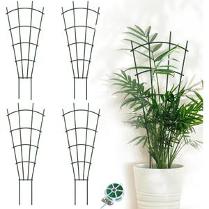 4-Pack Metal Trellis for Potted Plants, 32" Heavy Duty Garden Trellis for Climbing Plants, Rustproof Powder Coated Indoor/Outdoor Trellis for Climbing Vines, Flowers, Houseplants