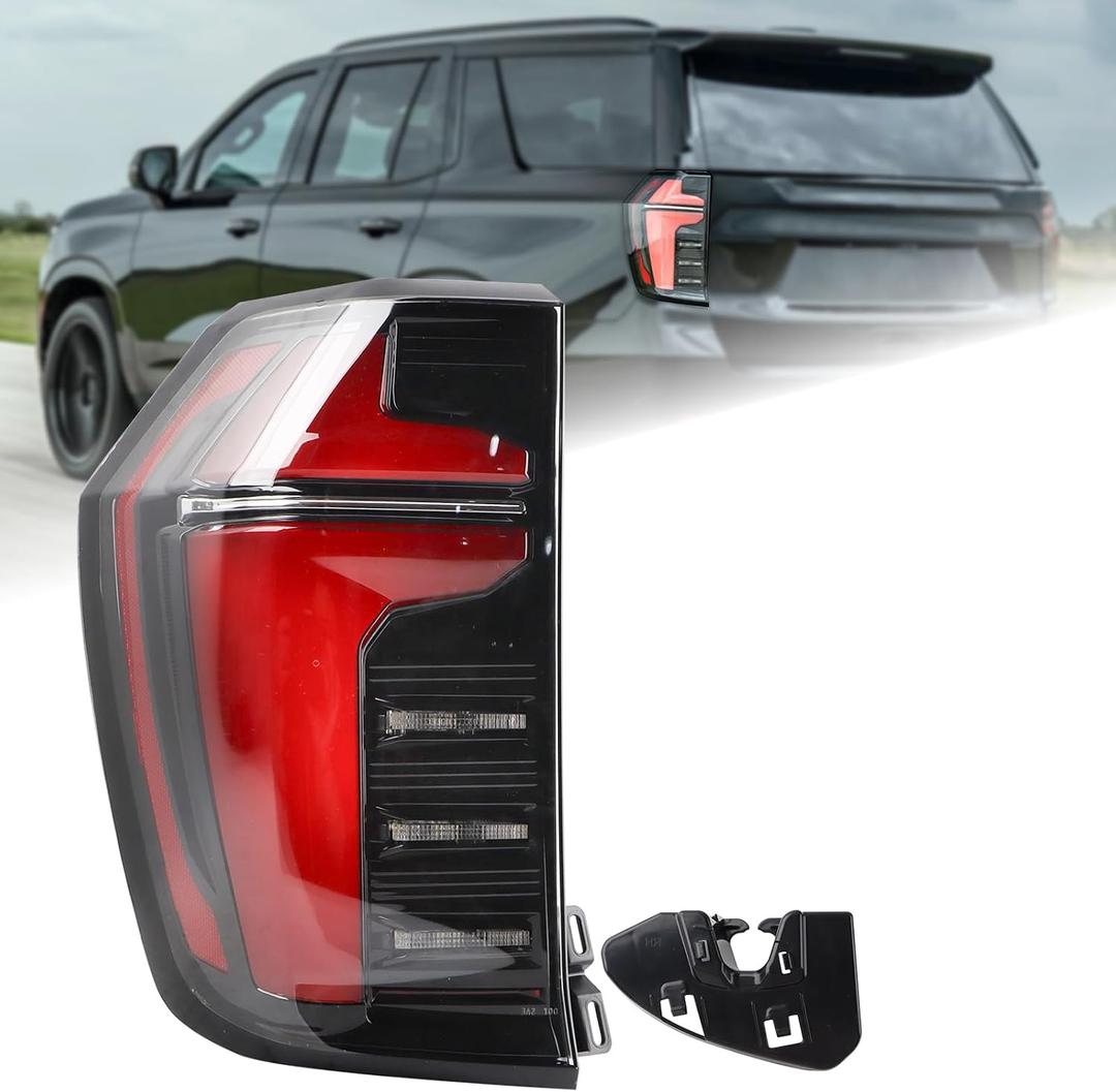 Red Trim LED Tail Light Rear Lamp Assembly Compatible for 2025 Chevy Suburban Tahoe Left Driver Side 85050856 85742164