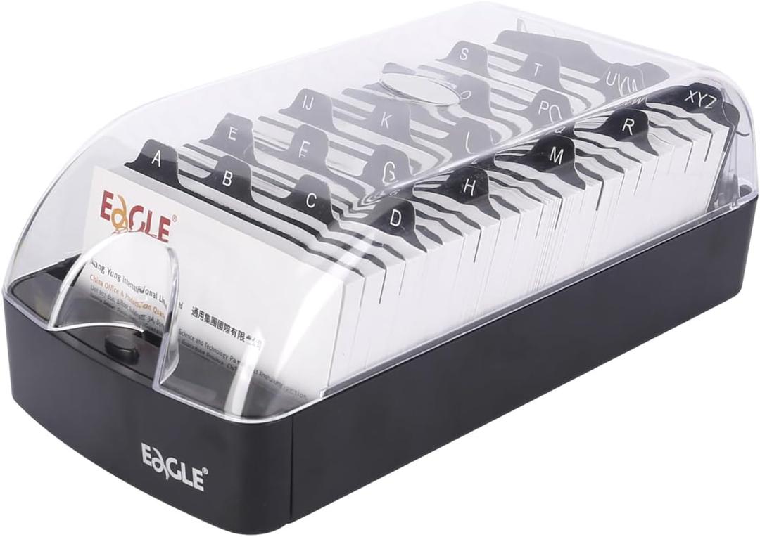 Eagle Business Card Box, Push-Button,Storage up to 550 Cards (Black, Medium)