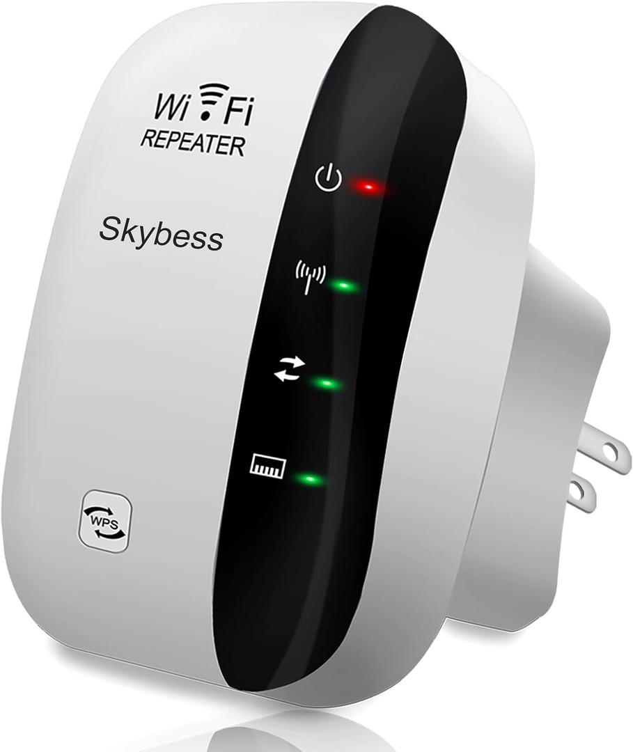 WiFi Extender Wireless Signal Range Booster, 300Mbps 2.4GHz Wi-Fi Repeater with Ethernet Port, 802.11b/g/n Wireless Internet Blast for Home, AP Mode/Wide Compatibility/Easy Setup, WPS Supported