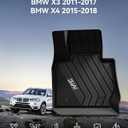 3W Floor Mats Compatible for BMW X3 F25 2011-2017 / BMW X4 2015-2018 xDrive28i/28d/35i/M40i Custom Fit TPE All Weather Floor Liner for 1st and 2nd Row Full Set Car Mats, Black