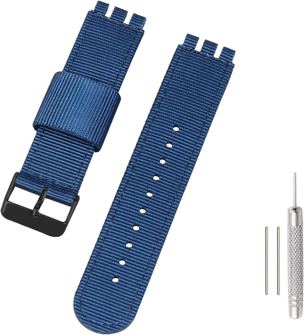 Lijinlan Replacement Nylon Watch Band for Swatch 17mm, Soft Woven Nylon Sport Stylish Strap for Swatch Watch Series Accessories