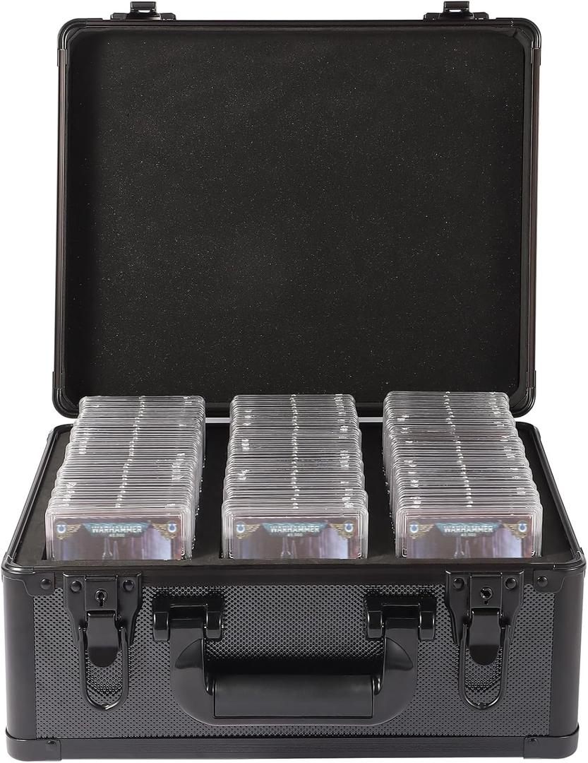 EcoVibe Graded Card Case, Aluminum Alloy Trading Card Storage Box with Carry Handle, Sports Card Case Holders with Dividers, Graded Card Storage Boxes Fits Psa, TCG, Csg, BGS, SGC Slabs