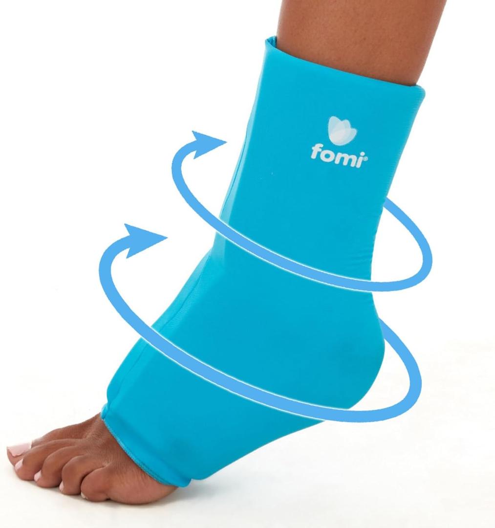 FOMI Hot Cold Ankle Foot Gel Ice Pack Wrap | Premium Comfort 360 Degree Solid Gel Cooling Compression for Plantar Fasciitis, Heel Spurs, Achilles, Tendonitis, Sore Feet, Gout | One Size (Blue)