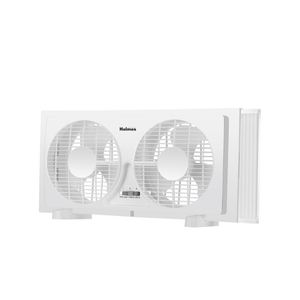 HOLMES 9" Twin Digital Window Fan, Reversible Airflow Blades, In/Out Exchange, 3 Speeds, Built-In Extender Panels, Ideal for Home, Bedroom or Office, Remote Control, White