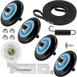 DC97-16782A Dryer Parts Fit for Samsung Dryer Roller Replacement kit DV45H7000EW/A2 DV42H5000EW/A3 Includes DC97-16782A Dryer Roller 6602-001655 Dryer Belt DC93-00634A Idler Pulley