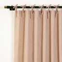 THE ART BOX Natural Linen Gauze Tie Top Sheer Semi Blackout Striped Curtains for Bedroom Filtering Hanging Substitute Windows Home Décor Curtain, Maroon on Beige, 2 Panel Sets, (84"x42" inch Each)