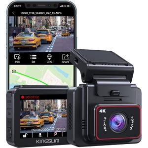 Kingslim D5-4K Dash Cam with WiFi - Front Dash Camera for Cars with GPS and Speed, Sony Night Vision, Support APP and 256GB Max