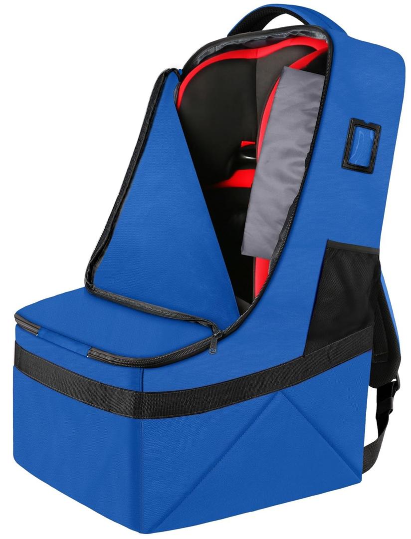 YOREPEK Car Seat Travel Bag, Padded Car Seats Backpack for Air Travel, Heavy Duty Carseat Travel Bag for Airplane, Airport Gate Check Bag (Blue)