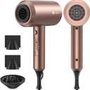 slopehill Professional Ionic Hair Dryer, Powerful 1800W Fast Drying Low Noise Blow Dryer with 2 Concentrator Nozzle 1 Diffuser Attachments for Home Salon Travel (Mocha Mousse)