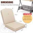 Outdoor Porch Swing Cushions 3 Seater, Replacement Cushions for Outdoor Swing, Patio Swing Cushion 25D Foam (Khaki, 61.5x39x3in)