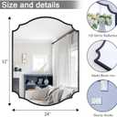 Black Arched Mirror, 32'' X 24'' Bathroom Vanity Mirror with Metal Frame, Elegant Scalloped Mirror for Living Room, Mantel, Entryway, Dining Room