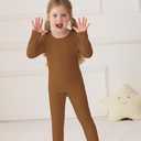 Resinta 2-Piece Unisex Baby Toddler Crew Long Sleeve Legging Set Boys Girls Soft Viscose Ribbed Pants for Daily Life, Size: 2T (Brown)