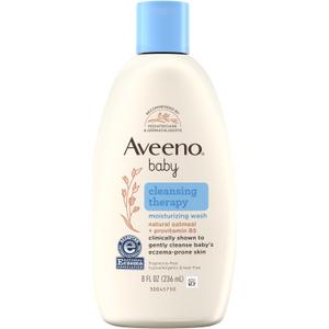 Aveeno Baby Cleansing Therapy Moisturizing Baby Body Wash with Natural Oatmeal & ProVitamin B5, Gentle Tear-Free Baby Bath Wash for Sensitive & Eczema-Prone Skin, Hypoallergenic, 8 oz (8 Fl Oz (Pack of 1), cream)