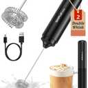 SIMPLETASTE Milk Frother Handheld Electric Foam Maker, Drink Mixer with Stainless Steel Whisk for Cappuccino, Bulletproof Coffee, Latte, without Stand, Black, USBC Rechargeable