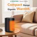 ZAFRO Space Heater for Indoor Use, Portable Electric Heaters with Digital Display and Remote, 2025 Upgraded, 24H Timer, 5 Mode, Thermostat, 1500W PTC Ceramic Fast Heat Safety for Home Office Bedroom