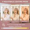 Hollywood Vanity Mirror with Lights, 22.1"x18.1" Hollywood Mirror with 10X Magnification, 15 Dimmable LED Bulbs & 3 Color Lighting Modes Desk Wall-Mounted Makeup Vanity Mirror
