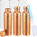 LemonRoad Copper Water Bottle 27oz (800ml) - Hand Hammered Copper Bottles with Cleaning Brush, Leakproof Metal Water Bottle for Gym, Yoga & Gift(3 Pack)