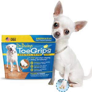 Dr Buzby's XSmall ToeGrips for Dogs - Instant Traction on Wood/Hardwood Floors - Anti Slip Relief - Grippers for Senior Dogs - Stop Sliding Instantly - Rubber Nails for Paws - 1 Pack (20 Grips)