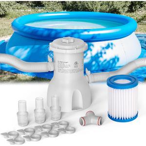 800 Gallon Pool Pump and Filter Above Ground, Swimming Pool Filter Cartridge Pump, Electric Pool Water Pump Filter for Pools Sand Cleaning Tool, 800 GPH Pool Filter Pumps for Above Ground