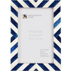 Handicrafts Home 4x6 Chevron Pattern Inspired Picture Frame - 4x6 Frames for Wall Hanging & Desk Decor, Vintage Decor, Living Room & Office Decor - Picture Frame for Photos, Nursery Decor Gifts, Blue (Blue-0.75)