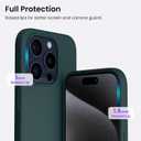 ORNARTO Compatible with iPhone 15 Pro Max Case 6.7", Slim Liquid Silicone 3 Layers Soft Gel Rubber Shockproof Protective Phone Cover with Anti-Scratch Microfiber Lining-Olive Green