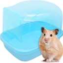 Hamiledyi Hamster Bathtub Dwarf Hamster Bathroom Sand Bath Container Chinchilla Sauna Room Plastic Sand Bath Box House for Gerbils Hedgehog Mice or Other Small Pets Animals (Blue, Large Size)