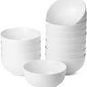 Brew To A Tea BTaT- White Soup Bowls Set of 12, 16 Ounces, Porcelain Dishes for Soup, Rice, Salad, Noodle, Microwave, Oven, Freezer & Dishwasher Safe, Deep White Cereal Bowls for Kitchen