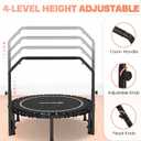 BCAN 450/550 LBS Foldable Mini Trampoline, 40"/48" Fitness Trampoline with Bungees, U Shape Adjustable Foam Handle, Stable & Quiet Rebounder Trampoline for Adult Indoor/Outdoor Workout