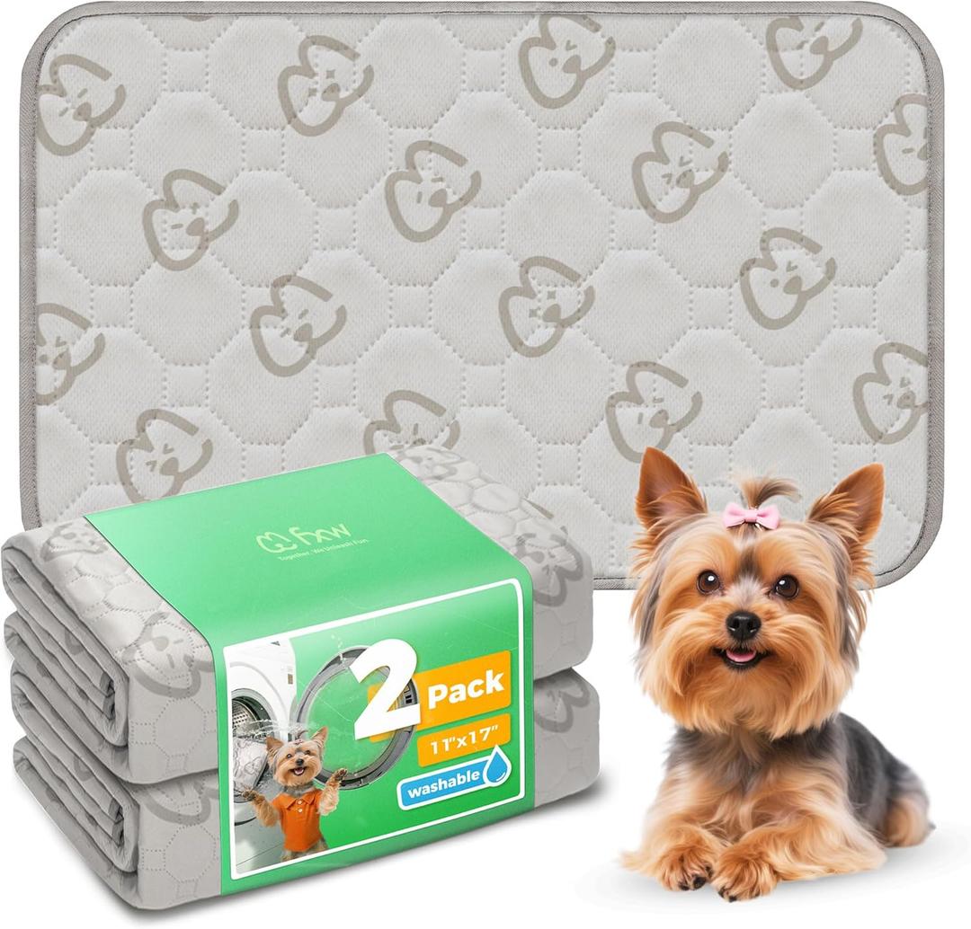 FXW Washable Pee Pads for Dogs, Leak-Proof & Non-Slip, Specifically Designed for 18inch Cages, 11" x 17" Rectangle, Khaki, 2 Packs