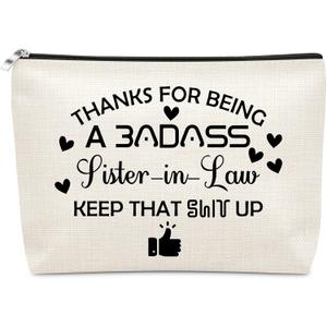 Birthday Gifts for Sister in Law Adult Makeup Bags Cosmetic Organizer Thank You for Being My Sister in Law Christmas Novelty Appreciation Present Travel Pouch