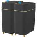 Yatmung 2-Pack - Automatic Trash Cans Touchless Motion Sensor Bathroom Trash Can - Waste Basket for Bedroom, Home Offices, Small Spaces - Compact Smart Garbage Can with Lid - Black with Gold Edge